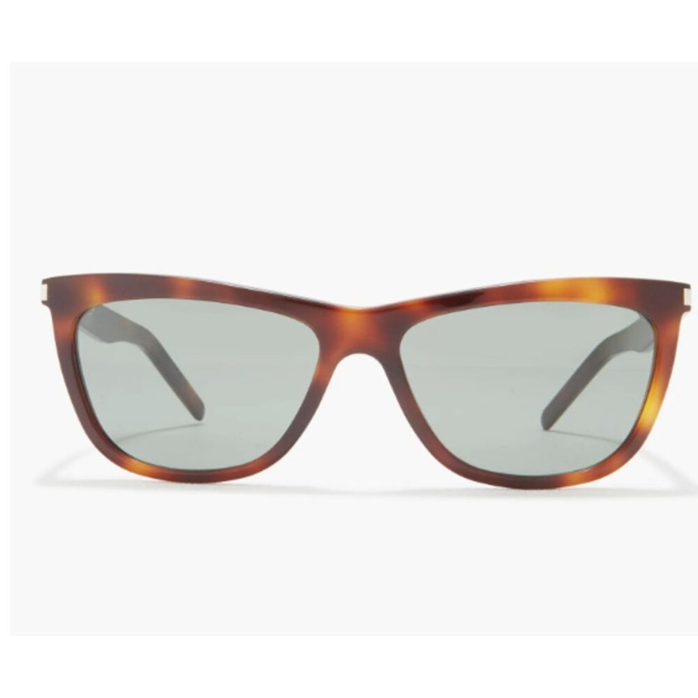 Saint Laurent 58mm Cat Eye Sunglasses Havana Green - Picture 2 of 10